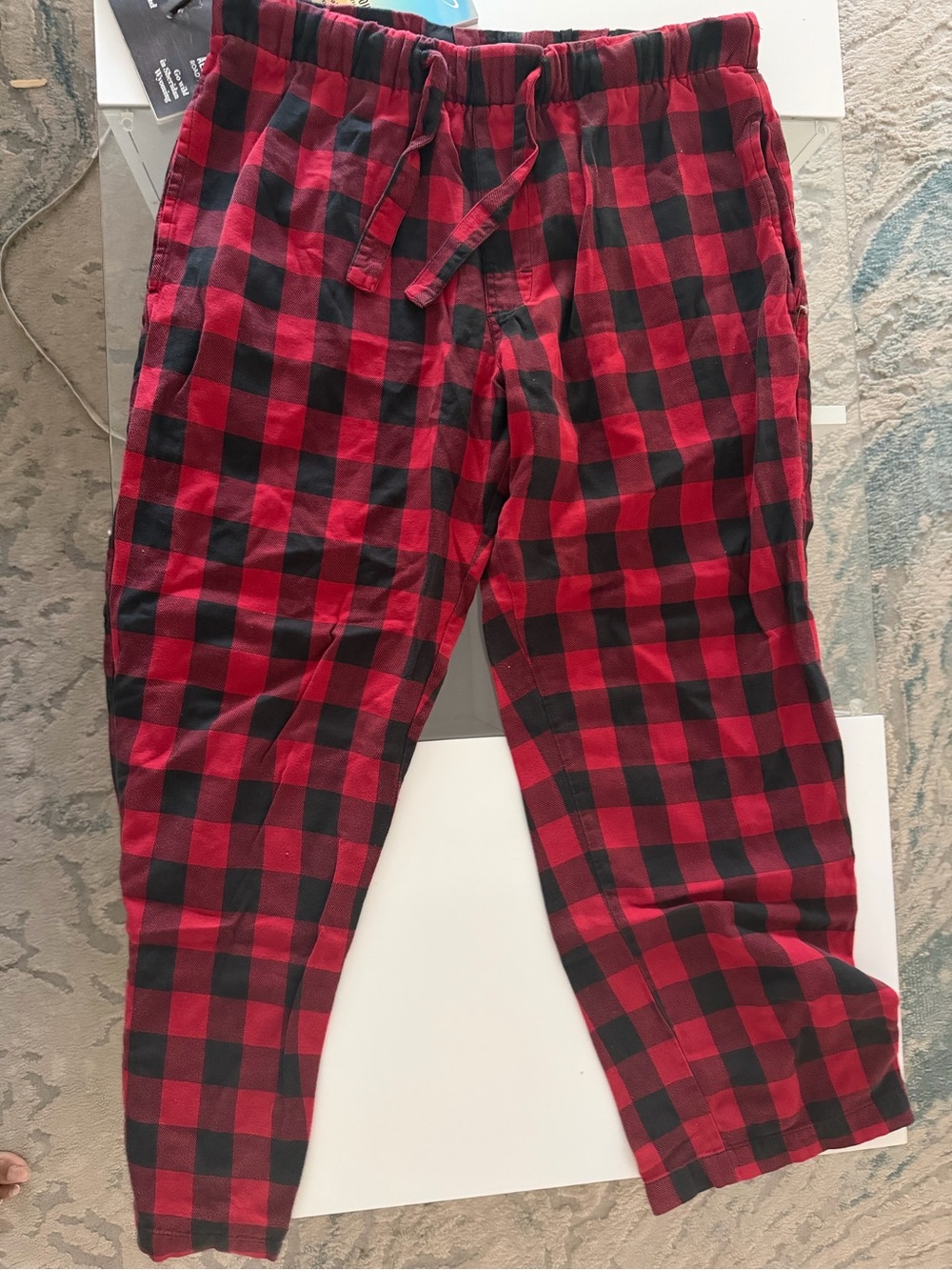 Old Navy Red and Black Plaid Jogger Pants
